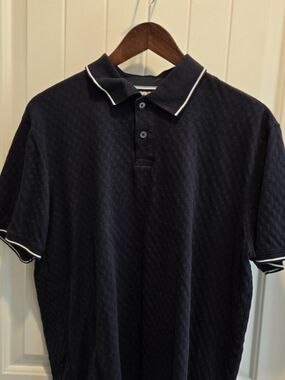 Ted Baker London Navy Polo with White Piping